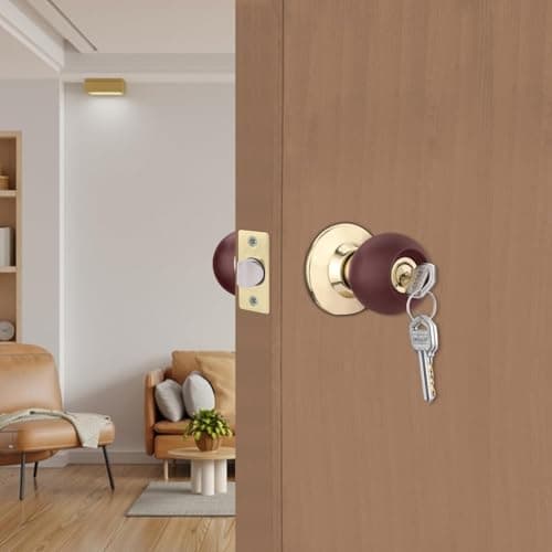 Godrej Locks classic wooden,Brass cylindrical 5809 with 3 keys (brown, Polished Finish,Pack of 1) 2