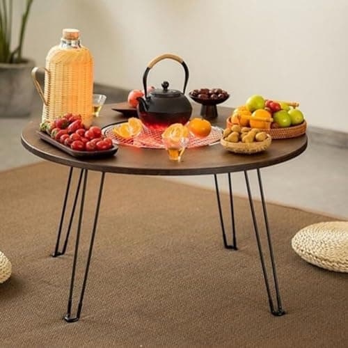 Inditradition Portable Freestanding Charcoal BBQ Grill Table & Fire Pit for Indoor & Outdoor Picnic, With Round Self Service Wooden Space & 6 Tools (65 cm, Round) 5