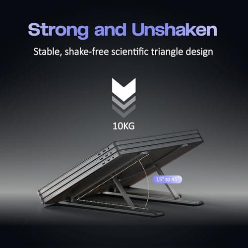 Volven Laptop Stand Metal for Desk And Table, Adjustable Laptops Table Stands with Tablet Desks Stand Design, Foldable Laptop Clamp Stands And Laptop Dock Stand for Home, Work From Desk or Floor Setup 4