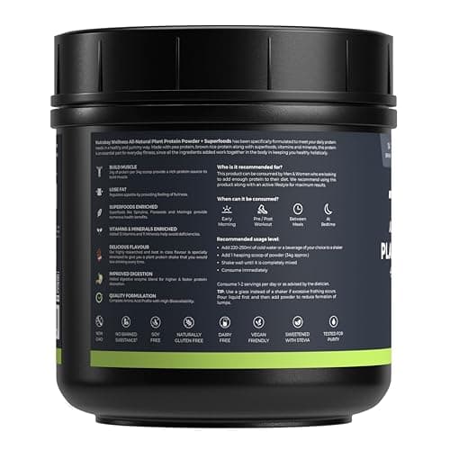 Nutrabay Wellness All Natural Plant Protein - 500g, Gourmet Chocolate | Complete Amino Acid | Pea & Brown Rice Protein | 24g Protein | Easy to Digest | Sweetened with Stevia | For Men & Women 2
