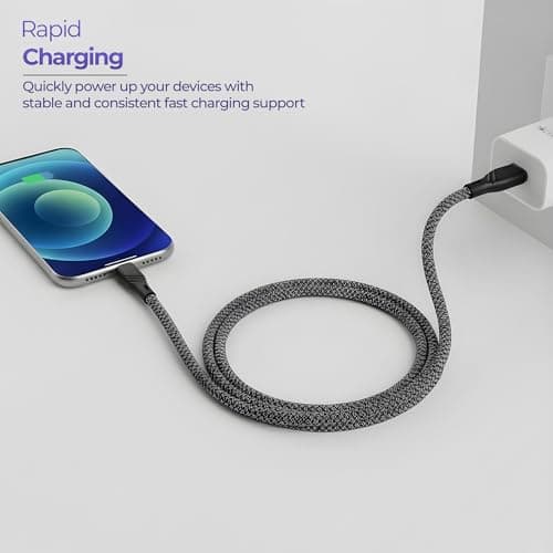 Zebronics Type-C to Lightning Fast Charging Cable, 27W PD Rapid Charging, Charge & Sync Support, Braided Tangle-Free Design, 1.5 Meter Length, Compatible with Type-C PD Adapters (TL300, Black+White) 3