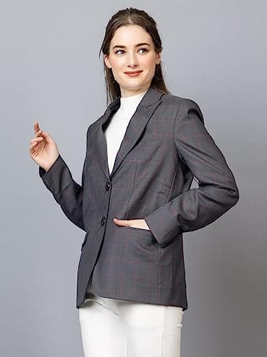 CHKOKKO Women Solid Regular Fit Stylish Formal Blazer Grey Size XXL 4