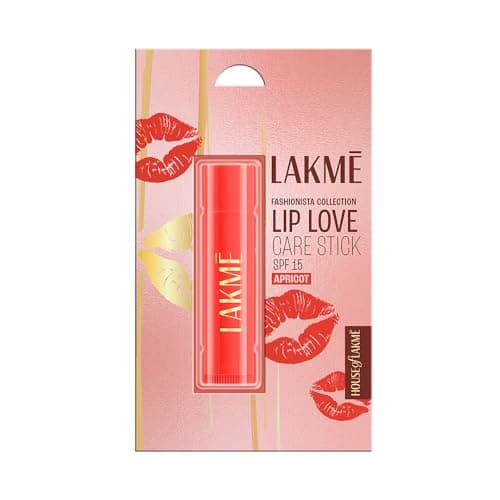 Lakme Lip Love Care Stick Apricot, with 10% Vitamin E Complex, nourished with Shea & Cocoa Butter and enriched with Almond & Jojoba Oil for 24hr moisturization in just 1 swipe, with SPF 15, 4.5g