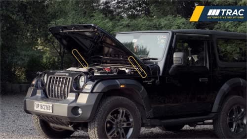 TRAC Hand Free Hood/Bonnet Opening Gas Spring System Compatible with Mahindra THAR &Thar ROXX (Gas Springs + Brackets) -ULTRA Lift Dynamic Gas Spring | Car Accessory | Easy Installation 5