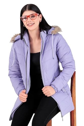 Brazo Latest Long Puffer Full Sleeve Winter Jacket For Women's (IN, Alpha, M, Levender), Purple 5