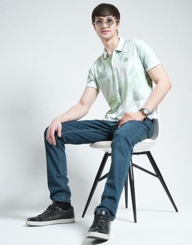 Monte Carlo Men's Regular Fit Printed Polo T-Shirt | Half Sleeve | Collared Neck | Casual Wear T Shirt for Men's Green XL (Pack of 1) 5
