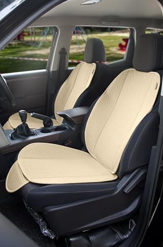 AURAFRESH Seat Car Cushion Pad Breathable Quilted Seat Cover Protector Anti Slip Base Universal Fit Comfort Mat Set for Passenger Support (baige, 4PC of Set (only Front Seat))