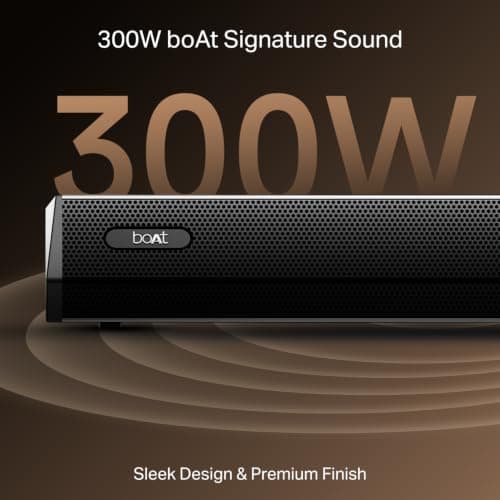 Boat Aavante Bar Prime B300 with Subwoofer and Dual Rear Speakers, 300W RMS Output, 5.1 Channel, Multi-Connectivity, EQ Modes, & BT v5.3 Soundbar with Powerful Boat Signature Sound (Charcoal Black) 3