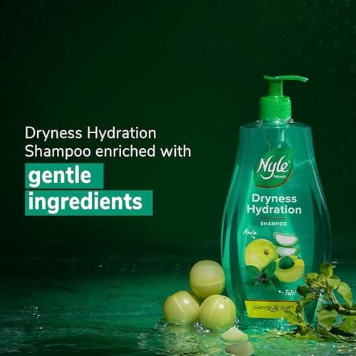 Nyle Naturals Dryness Hydration Shampoo, with Tulsi, Amla and Aloe Vera, Gentle & Soft Shampoo, pH Balanced and Paraben Free, For Men & Women, 800ml 4