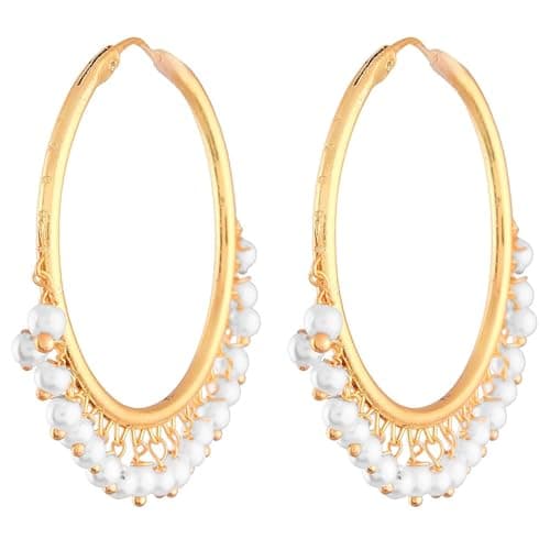 Peora Gold Plated Alloy Faux Pearl Chandbali Indian Traditional Earrings for Women 3