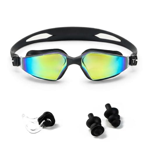 Boldfit Swimming Goggles for Men & Women With Adjustable Strap, Swimming Goggles for Women Air Tight & for Adults With Ear & Nose Plug Set- Black