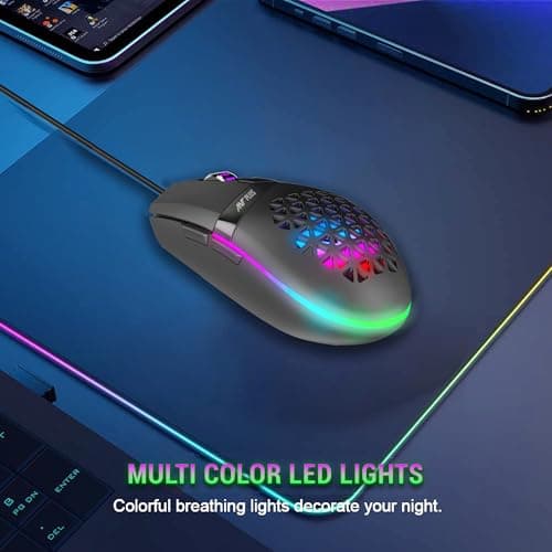 Ant Plus Ghost 10 Gaming Mouse, Wired PC Mouse with RGB Backlit and Adjustable DPI, Ergonomic Office Laptop, Computer Gamer with 7 Responsive Buttons for Windows/Mac/Linux/Chrome 3