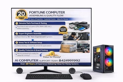 AI Ready Desktop Computer Set with 20" LED Monitor – Core i3-4130 3.4GHz, 8GB DDR3 RAM, 256 GB SSD, WiFi 6, Bluetooth 5.0, RGB Combo, Supports AI Tools Like ChatGPT & Gemini AI 3