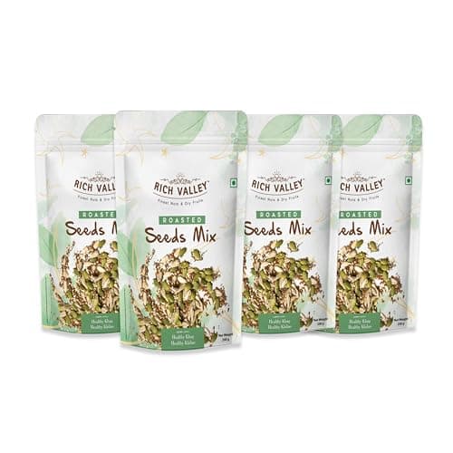 Rich Valley Roasted Seeds Mix 200g | Pumpkin, Sunflower, Watermelon, Flax & Chia Seeds | Healthy Snack | High Protein & Fiber Superfood