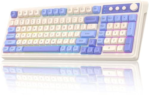 AULA S99 3 in 1 World's First Silicon Membrane Gaming Keyboard | Bluetooth/2.4GHz/USB-C Balls Keycap Keybaord with Knob | Programmable RGB Backlit Gaming Keyboard for PC/Xbox/PS5 (Purple)