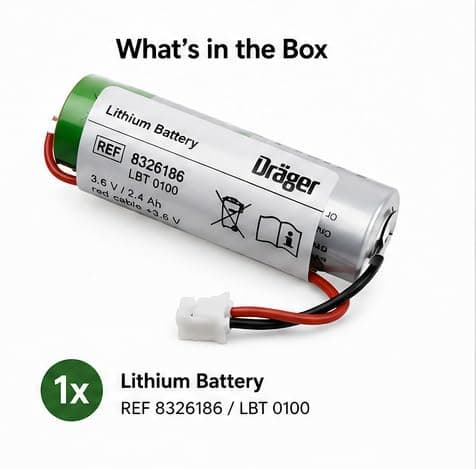 MICROUSB Compatible with Drager 8326186 3.6V 2400mAh Rechargeable Lithium Battery (LBT 0100) Replacement Battery Pack of 1 5