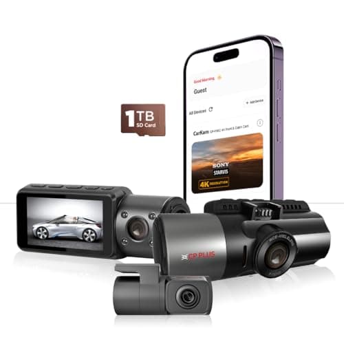 CP PLUS True 4K Dashcam for Car with Built-in GPS | 8MP Front, Cabin & Rear (3 CH) Dash Cam | Sony Starvis | 2.5" Display | WDR Night Vision | 139° Wide View Angle | Support SD Card upto 1TB | CP-F86C
