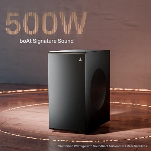 Boat Aavante Prime 5.1 5000DA, Dolby Atmos, 500W, 5.1CH w/Wired Subwoofer & Wired Satellites, Multi Compatibility, Bluetooth Sound bar, Home Theatre Soundbar Speaker (Premium Black) 3