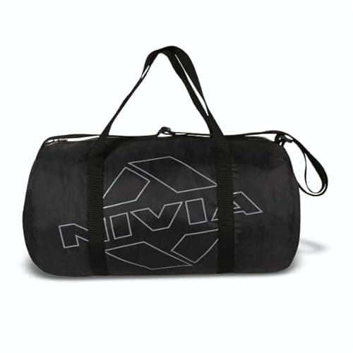 Nivia Enfold 2.0 Duffle Polyester Gym Bag, Sports & Fitness Bag for Men & Women with Adjustable Shoulder Strap, Quick Access Pocket, Travel, Workout, Training (Black-Grey), Capacity- 18L