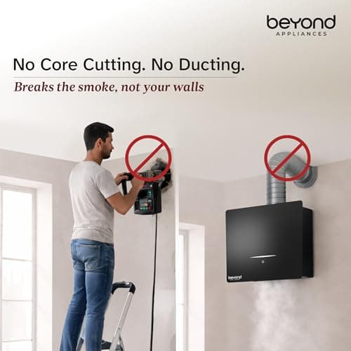 Beyond Appliances Cube Pro Plug N Play Ductless Kitchen Chimney | 1400 CMH | Auto Clean | 5-Stage Charcoal Activated Filter | Touch Control | 3-way Suction | 48dB Low Noise | Black | PAN INDIA SERVICE 6
