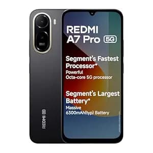 REDMI A7 Pro 5G (Black, 4GB RAM, 64GB Storage) | Segment's Fastest Processor | Segment's Largest Battery | Segment's Largest & Smoothest 6.9in 120Hz Display