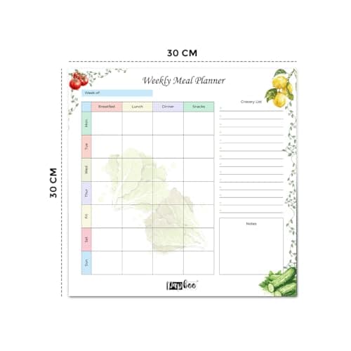 Papboo Rewritable Weekly Meal Planner, Magnetic White Board Planner Sheet (30x30CM, Landscape) with 2 Marker Pen - Flexible Writing 2