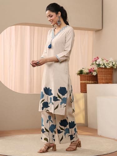 Libas Printed Cotton Blend Straight Co-Ord Set-93210M 3