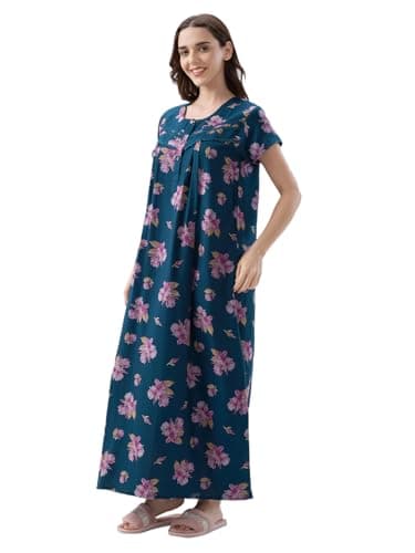 AV2 Women Printed Alpine Nightwear Nighty Maxi Blue Large 7285 3