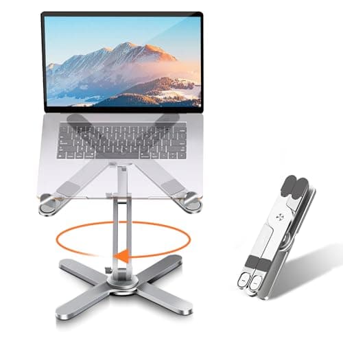Moallia Ergonomic Laptop Riser Telescopic 360 Rotating Laptop Stand for Desk Collaborative Work, Fully Foldable for Easy Storage, Fits All MacBook, Laptops up to 16 inches