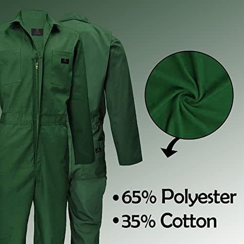 ACTIVE UNIFORMS Overall Workwear Men Long Sleeve Coveralls, Hunter Green, Medium 2