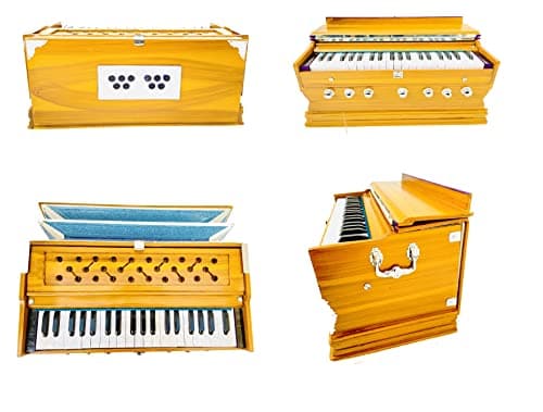 KHALSA MUSICAL Wooden 7-Stopper, 39-Sur, 3 Ballow Harmonium with Carry Bag