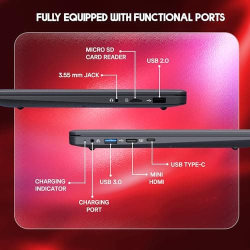 Neopticon EBook 11.6" HD Laptop | Best Student & Office Work Laptop | Celeron N4020 | 4GB DDR4 | 128GB eMMC + M.2 SSD Expandable Slot | Win 11 Home |31Wh Battery | UHD Graphics 600 | Black 3