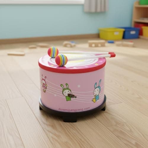OJIVA® Early Education Cartoon Floor Drum Includes 2 Mallets Music Education Method Instrument Crisp Sound Children's Percussion Drum Sturdy for Toddlers 2