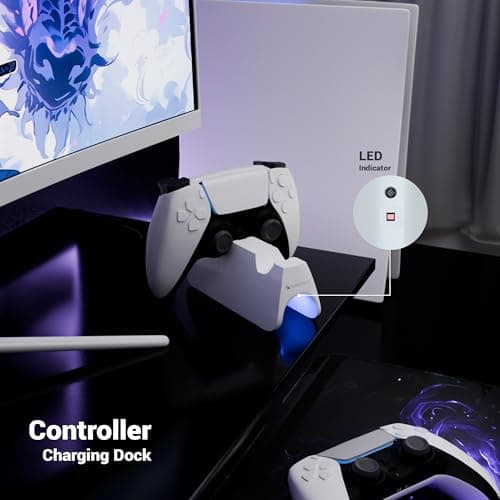 ZEBRONICS PS5C, PS5 Controller Charging Dock, 3H Rapid Charging, Supports Dualsense & Edge Controllers, Dual Pogo Pin, Charging Indicators, Anti-Slip Silicone Base 2