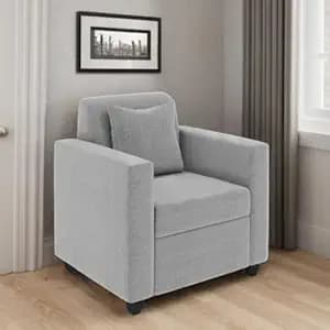 1 Seater Fabric Sofa Set for Living Room Furniture | Fabric 1 Seater Sofa Set | Sofa for Home & Office | Fabric Color:- Light Grey