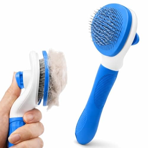 Petola Dog and Cat Hair Brush with Self-Cleaning Button – Pet Grooming Brush for Shedding and Massage with Soft Grip Handle and Beaded Bristles for Cats and Dogs, 6-Month Warranty - India