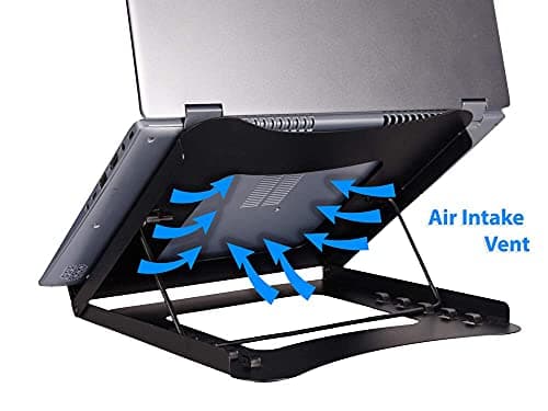Alzarsi Foldable Mild Steel Laptop and Tablet Stand with 5 Adjustment Positions Portable and Foldable Portable Laptop Stand/Foldable Laptop Riser/Economy Laptop Desk Mount 4