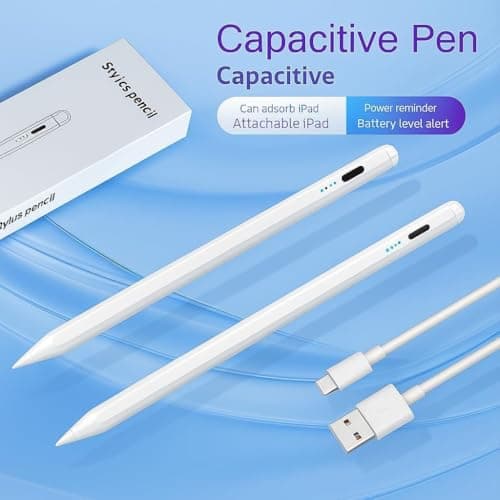 Universal Rechargeable Stylus Pen with Fine Tip for Touchscreens, Digital Pencil for Writing, Drawing, Sketching & Notes – Works with Android & iOS (White) 5