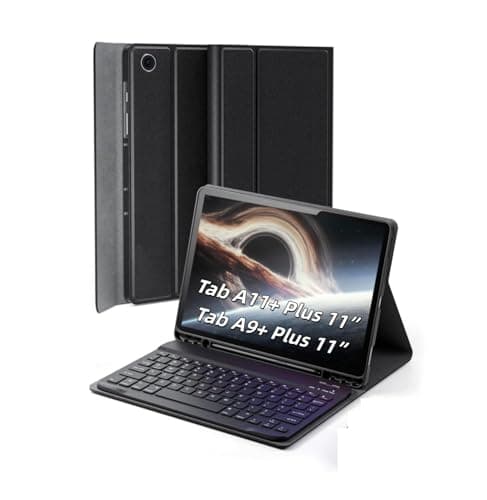 RTSY Keyboard Case for Samsung Galaxy Tab A11+ / A11 Plus 2025 (11 Inch) & A9+/ A9 Plus 2023 (11 Inch) with Multi Viewing Angle, Wireless Detachable Folio KB Cover with S Pen Holder-Black