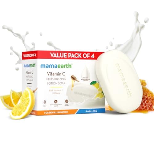 Mamaearth Vitamin C Moisturizing Lotion Soap(Value Pack of 4) - 125 g X 4 Units | Deeply Cleanses | Moisturizing Bathing Bar | Brightens Skin | Nourishes Dry Skin | Non-Drying | 76% TFM Grade 1 Soap 2