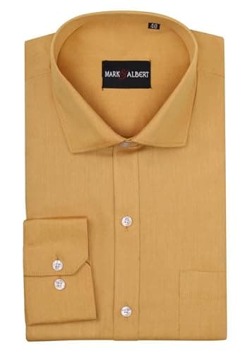 MARK & ALBERT Men's Slim Fit Cotton Formal Shirt Yellow