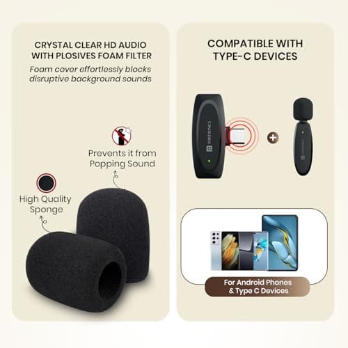 Portronics Dash 7 Ai Omnidirectional Type C Wireless Microphone, Ai Enabled Noise Cancellation, Plug & Play, Lapel Wireless Mic for Video Recording, Supports Type C Android, iPhone, Camera(Black) 2