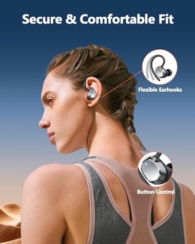 Ear Buds Wireless Bluetooth Earbuds Sport 2026 New Bluetooth 5.3 Headphones with LED Display 128H Playtime Powerful Bass Over Ear Earphones with Earhooks IP7 Waterproof for Gym/Running/Workout 5