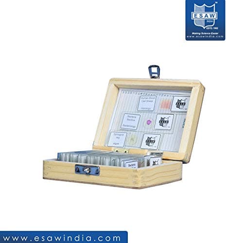 ESAW 1125x Student Compound Biological Microscope with 25 Prepared Glass Slides (Mag: 100x to 1125x) 2