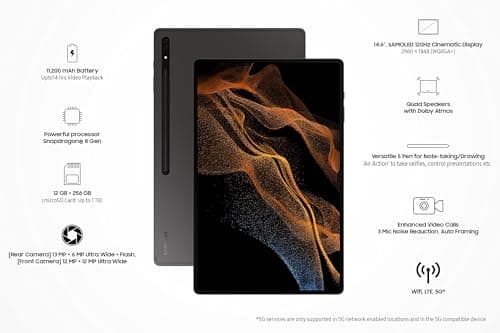 Samsung Galaxy Tab S8 Ultra 37.08 cm (14.6 inch) sAMOLED Display, RAM 12 GB, ROM 256 GB Expandable, S Pen in-Box, Wi-Fi Tablet, Graphite 3