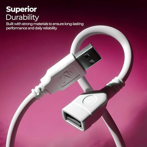 Zebronics UEC50 USB Extension Cable, 5 Meter Length, 480Mbps Data Transfer, Full Copper Core, Nickel-Plated Connectors, Durable PVC Build, For Keyboard, Mouse, Pen Drive & USB Devices 5
