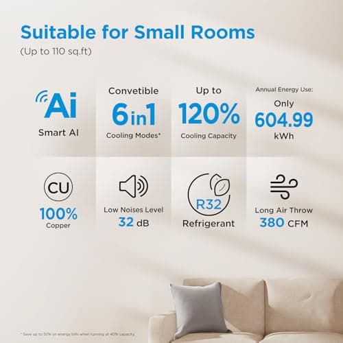 Midea 1Ton 3 Star, New Star Rated, Wifi Inverter Split AC with 6-in-1 Convertible Cooling, Turbo Mode, Heavy Duty Cooling at 52℃, Auto Clean&HD+PM 2.5 Filter(Copper, AC 1Ton MAI12SD3R36W0, White) 2