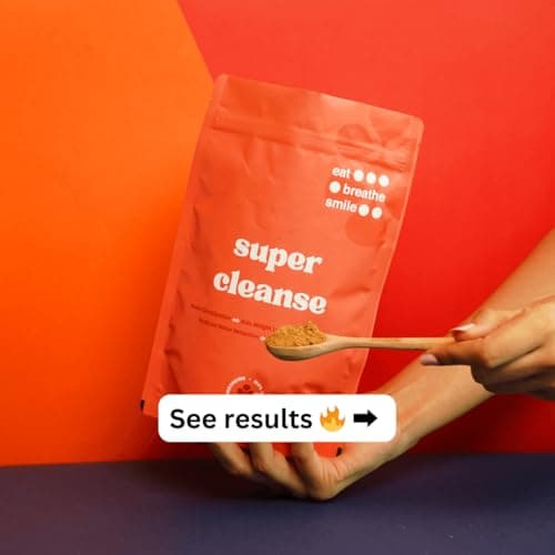 Eat Breathe Smile Super Cleanse | Gut Detox & Digestive Health Supplement | Relieves Constipation, Bloating & Water Retention | 7 Ayurvedic Herbs | 200g | 40 Servings | Vegan | FSSAI Certified | Pack  2