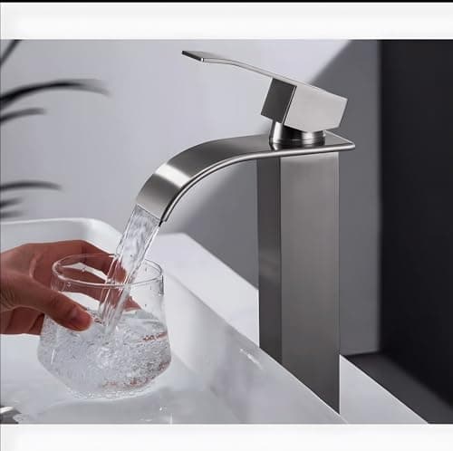 24x7 eMall Dark Grey Tall Waterfall Faucet Waterfall Single Lever Basin Mixer Waterfall Tall Black, SS Material, for Bathroom Washbasins Toilets 12 Inches Height 4