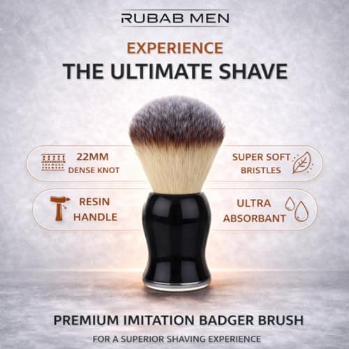 RUBAB MEN Premium Soft Shaving Brush for Men |Panther Edition| - Experience Luxury Shaving with Cruelty-Free Bristles & Elegant Solid Grip Black-Toned Handle | Handcrafted with Passion 2